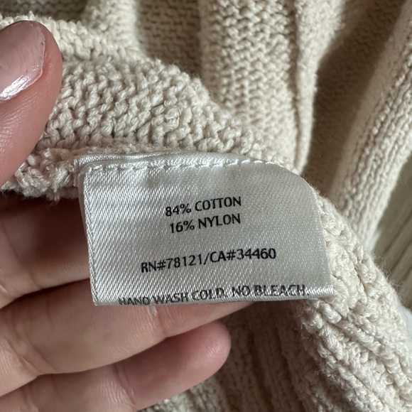 Eileen Fisher Organic Cotton Long Chunky Cream Cardigan Size Medium - Picture 3 of 4